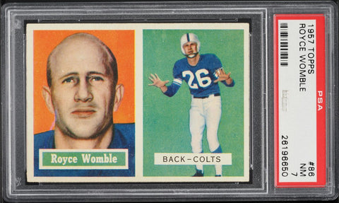 1957 Topps FB Card # 86 Royce Womble Baltimore Colts PSA 7 NRMT (MGD2)