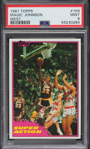 1981 Topps BkB Card #109 Magic Johnson Los Angeles Lakers HOF WEST PSA 9 MINT (MGD2)
