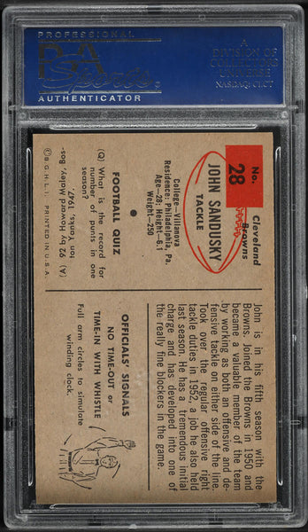 1954 Bowman FB Card # 28 John Sandusky Cleveland Browns PSA 8 NM-MT (MGD2)