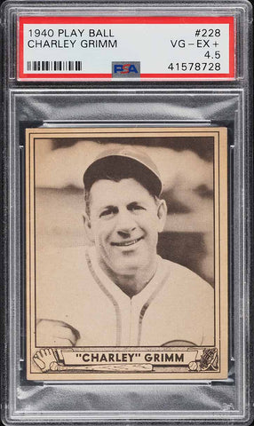 1940 Play Ball BB Card #228 Charley Grimm Chicago Cubs HOF PSA 4.5 VGEX+ (MGD2)