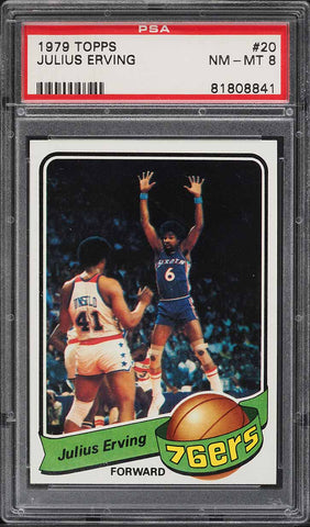 1979 Topps BkB Card # 20 Julius Erving Philadelphia 76ers HOF PSA NM-MT 8 (MGD2)