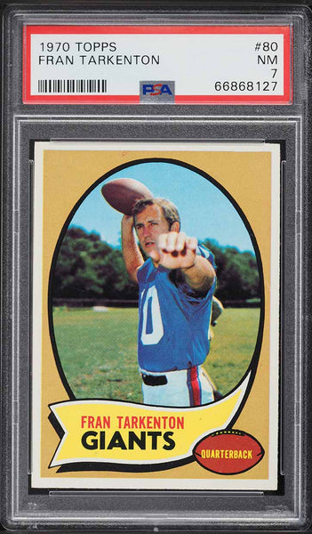 1970 Topps FB Card # 80 Fran Tarkenton New York Giants HOF PSA 7 NRMT (MGD2)