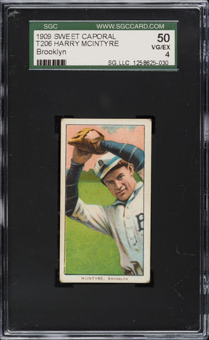 1909-11 T206 Harry McIntyre BROOKLYN, SWEET CAPORAL 150/649OP SGC 4 VGEX (MGD2)