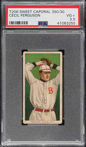 1909-11 T206 Cecil Ferguson Boston, SWEET CAPORAL 350/30 PSA VG+ 3.5 (MGD2)