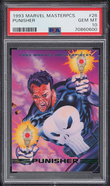 1993 Marvel Masterpieces Card # 26 Punisher PSA 10 GEM MINT (MGD2)