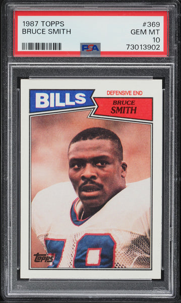 1987 Topps FB Card #369 Bruce Smith Buffalo Bills HOF PSA 10 GEM MINT (MGD2)