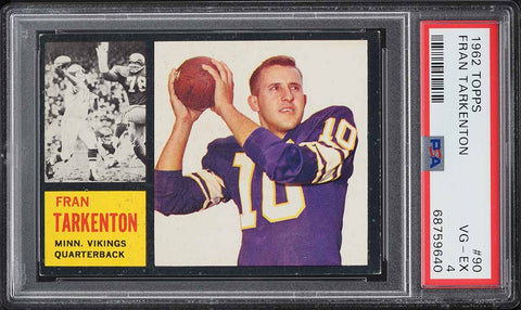 1962 Topps FB Card # 90 Fran Tarkenton Vikings SP HOF ROOKIE RC PSA 4 VGEX (MGD2)