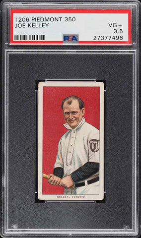 1909-11 T206 Joe Kelley Toronto HOF, PIEDMONT 350/25 PSA 3.5 VG+ PWCC-A (MGD2)