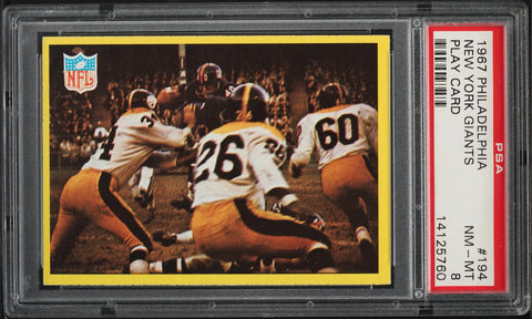 1967 Philadelphia FB Card #194 New York Giants PLAY CARD PSA 8 NM-MT (MGD2)