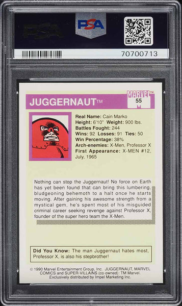 1990 Impel Marvel Universe Card # 55 Juggernaut PSA 10 GEM MINT (MGD2)