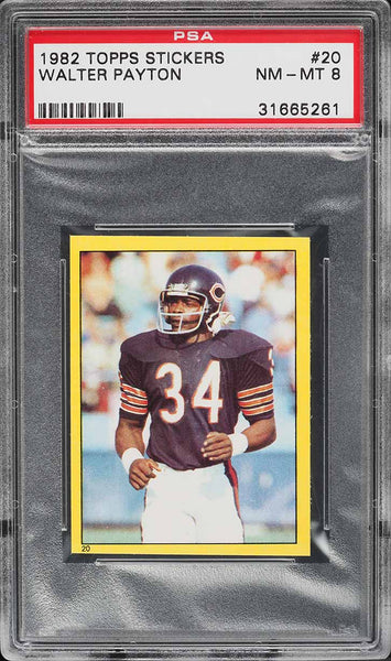 1982 Topps FB Sticker # 20 Walter Payton Chicago Bears HOF PSA 8 NM-MT (MGD2)