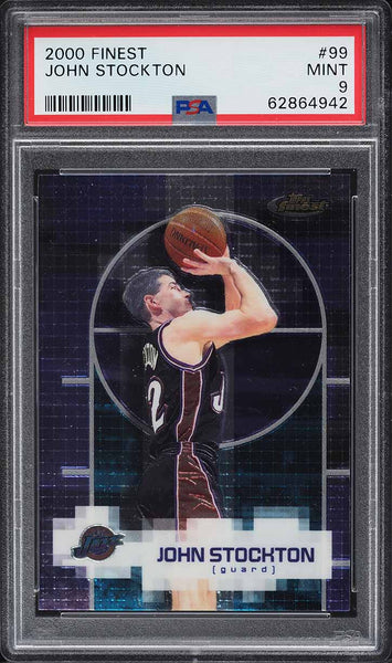 2000 Finest BkB Card # 99 John Stockton Utah Jazz HOF PSA 9 MINT (MGD2)