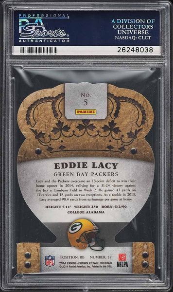 2014 Crown Royale FB Card # 5 Eddie Lacy Green Bay Packers BRONZE PSA 10 (MGD2)