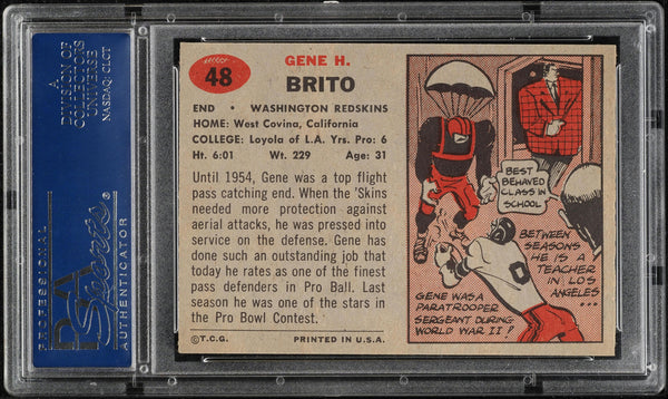 1957 Topps FB Card # 48 Gene Brito Washington Redskins PSA 7 NRMT (MGD2)