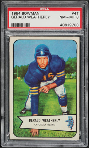 1954 Bowman FB Card # 47 Gerald Bones Weatherly Chicago Bears PSA 8 NM-MT (MGD2)