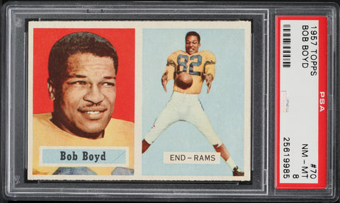 1957 Topps FB Card # 70 Bob Boyd Los Angeles Rams PSA 8 NM-MT (MGD2)