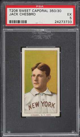 1909-11 T206 Jack Chesbro New York HOF, SWEET CAPORAL 350/30 PSA 5 EX (MGD2)