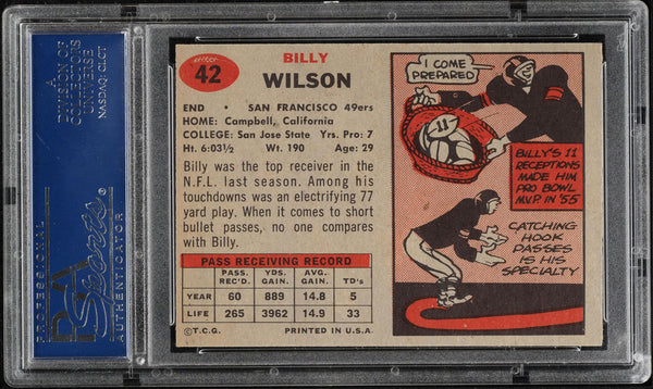 1957 Topps FB Card # 42 Billy Wilson San Francisco 49ers PSA 7 NRMT (MGD2)