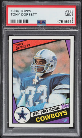 1984 Topps FB Card #238 Tony Dorsett Dallas Cowboys HOF PRO-BOWL PSA 9 MINT (MGD2)