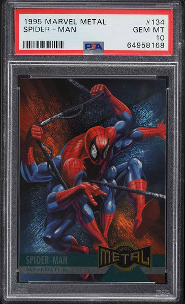 1995 Marvel Metal Card #134 Spider-Man PSA 10 GEM MINT (MGD2)