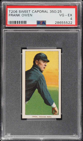 1909-11 T206 Frank Owen Chicago, SWEET CAPORAL 350/25 PSA 4 VGEX (MGD2)