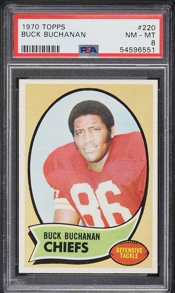 1970 Topps FB Card #220 Buck Buchanan Kansas City Chiefs HOF PSA 8 NM-MT (MGD2)