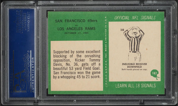 1966 Philadelphia FB Card #182 San Francisco 49ers PLAY CARD PSA 8 NM-MT (MGD2)