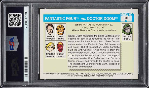 1990 Impel Marvel Universe Card # 90 Fantastic Four Vs. Doctor Doom PSA 10 (MGD2)