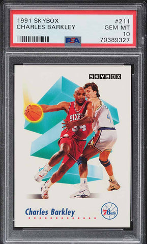 1991 Skybox BkB Card #211 Charles Barkley Philadelphia 76ers HOF PSA 10 GEM MINT (MGD2)
