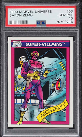 1990 Impel Marvel Universe Card # 53 Baron Zemo PSA 10 GEM MINT (MGD2)