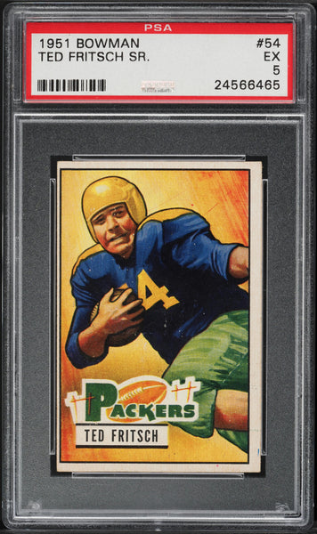 1951 Bowman FB Card # 54 Ted Fritsch Sr. Green Bay Packers HOF PSA 5 EX (MGD2)