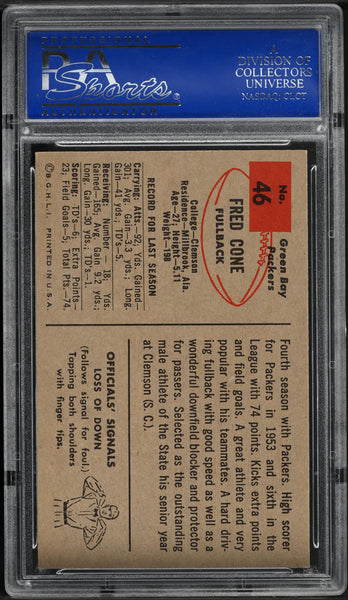 1954 Bowman FB Card # 46 Fred Cone Green Bay Packers HOF PSA 8 NM-MT (MGD2)