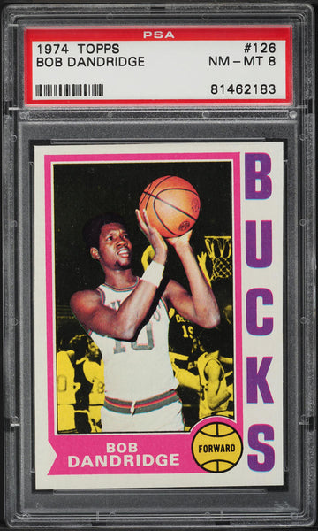 1974 Topps BkB Card #126 Bob Dandridge Milwaukee Bucks  HOF PSA 8 NM-MT (MGD2)