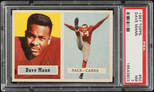 1957 Topps FB Card # 50 Dave Mann Chicago Cardinals PSA 7 NRMT (MGD2)