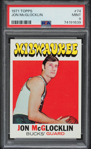 1971 Topps BkB Card # 74 Jon McGlocklin Milwaukee Bucks PSA 9 MINT (MGD2)