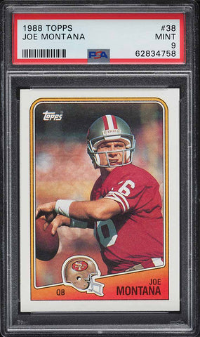 1988 Topps FB Card # 38 Joe Montana San Francisco 49ers HOF PSA 9 MINT (MGD2)