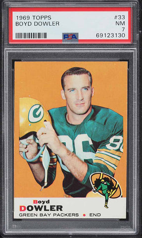 1969 Topps FB Card # 33 Boyd Dowler Green Bay Packers HOF PSA 7 NRMT (MGD2)