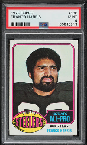 1976 Topps FB Card #100 Franco Harris Pittsburgh Steelers HOF PSA 9 MINT (MGD2)