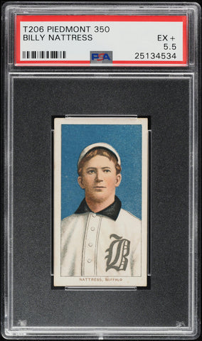 1909-11 T206 Billy Nattress Buffalo, PIEDMONT 350/25 PSA 5.5 EX+ PWCC-A (MGD2)