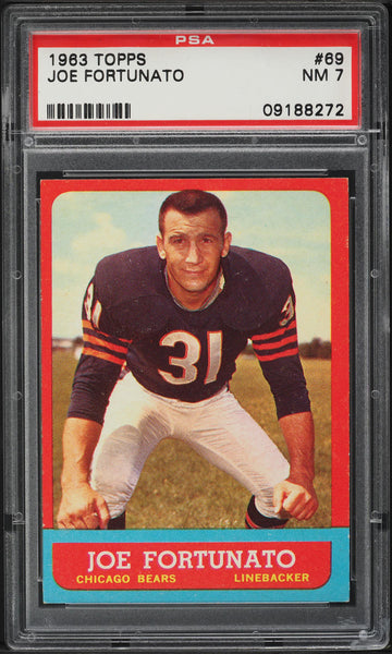 1963 Topps FB Card # 69 Joe Fortunato Chicago Bears PSA 7 NRMT (MGD2)