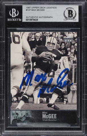 1997 Upper Deck Legends FB Card #137 Max McGee Packers HOF AUTOGRAPH BGS AUTH (MGD2)