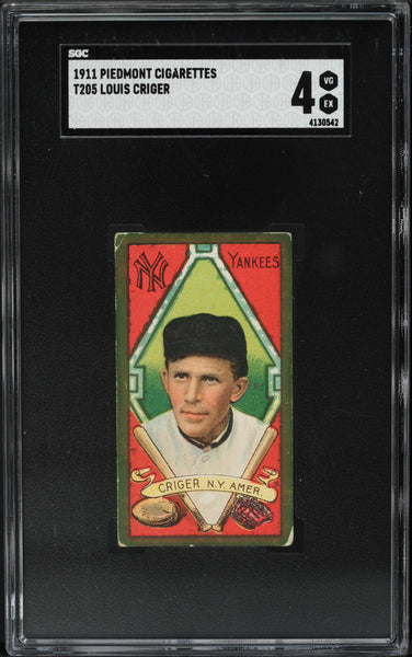 1911 T205 Gold Border Piedmont LOUIS CRIGER New York Yankees SGC 4 VGEX (MGD2)