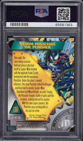 1995 Marvel Metal Card #136 Venom PSA 10 GEM MINT (MGD2)