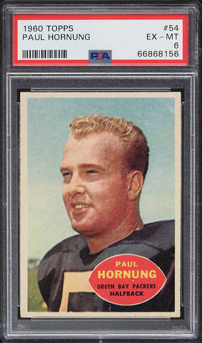 1960 Topps FB Card # 54 Paul Hornung Green Bay Packers HOF PSA 6 EXMT (MGD2)