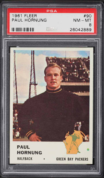 1961 Fleer FB Card # 90 Paul Hornung Green Bay Packers HOF PSA 8 NM-MT (MGD2)