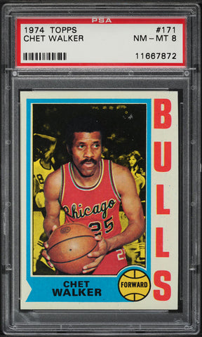 1974 Topps BkB Card #171 Chet Walker Chicago Bulls HOF PSA 8 NM-MT (MGD2)