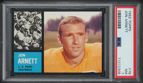 1962 Topps FB Card # 78 Jon Arnett Los Angeles Rams HOF SP PSA 7 NRMT (MGD2)