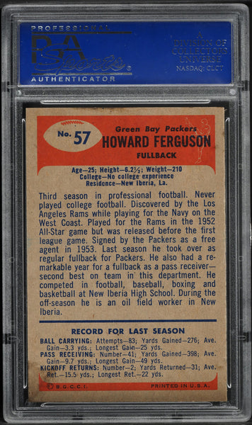 1955 Bowman FB Card # 57 Howard Ferguson Green Bay Packers ROOKIE RC PSA 6 EXMT (MGD2)