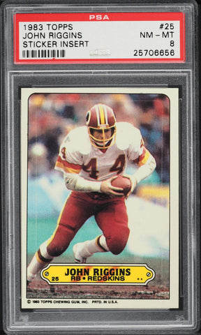 1983 Topps FB Stickers Insert # 25 John Riggins Redskins HOF PSA 8 NM-MT (MGD2)
