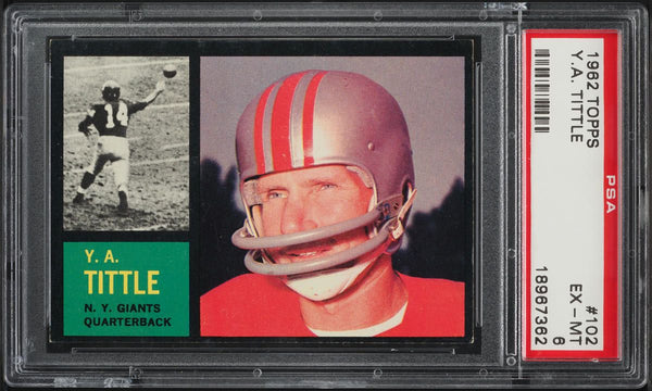 1962 Topps FB Card #102 Y.A. Tittle San Francisco 49ers HOF PSA 6 EXMT (MGD2)